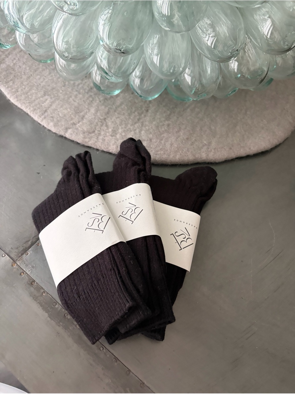 Baserange Rib over ankle organic cotton socks x3